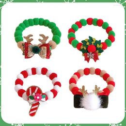 Dog Collars Pet Christmas Accessories Colorful Cat Ball Collar Elastic Adjustable Supplies