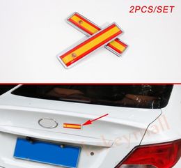 Chrome Metal Car Vehicle Body Side Trim 3D Decal Sticker Spain Country Flag Emblem Badge Accessories 2pcs1987149