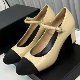 round toe women chunky heel pumps runway designer high quality genuine leather ladies one belt buckle strap spring summer high heel shoes female