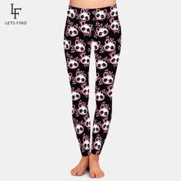 Leggings LETSFIND Fashion High Waist Women Fitness Sexy Slim Pants High Quaility Hand Drawn Cute Panda Black Pink Print Stretch Leggings