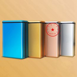 New Style Colourful Aluminium Smoking Cigarette Storage Box Portable Pull Down Sliding Cover Innovative Open Dry Herb Tobacco Housing Holder Stash Case DHL