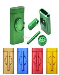 metal Dugout One Hitter Aluminium pipe with herb tobacco grinder and smoking cigarette herb storage box1109816