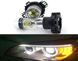 2pcs Amber Light Yellow White 20SMD 100w PY24W 5200s LED Bulbs w Reflector Mirror Design Front Turn Signal6214988