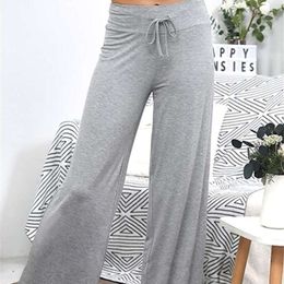 Designer Clothing 2024 Womens Solid Color Loose Wide Leg High Waist Elastic Belt Casual Pants leggings women high quality sport leggings woman workout leggingsJDDB