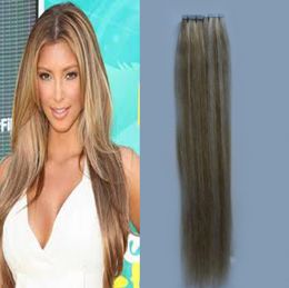Double drawn Natural Straight Skin Weft Remy Hair Extensions 40 pcs P27613 Piano Colour Skin Weft Tape Hair Extensions 100g5226135
