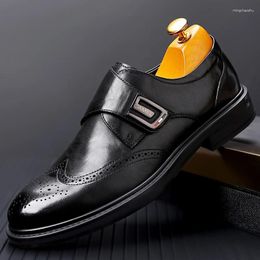 Dress Shoes Mens Fashion Vintage Buckle Leather Wedding Luxury Comfortable Platform Loafers