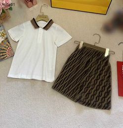 Brand baby tracksuits kids designer clothes Size 110-160 CM two-piece set POLO shirt and brown Letter printing shorts 24Mar