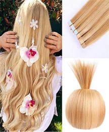 Tape In Human Hair Extensions 40 pcs P14 to 613 Blonde Piano Color Blonde Brazilian Hair Skin Weft 100g Double Drawn Tape In4826003
