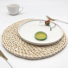 Table Mats 1Pc 10/15/20/25cm Handmade Straw Woven Placemats For Dining Wicker Natural Round Farmhouse Heat Resistant Place