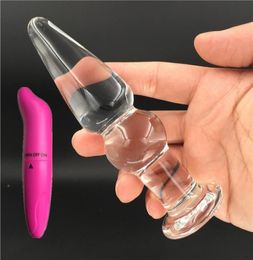 2 PcsLot Vibrator And classic 2 Bead crystal Anal butt plug penis Sex toy Adult products for women men female male masturbation Y6667707