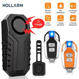 Hollarm Wireless Bicycle Vibration Alarm IP55 Waterproof Motorcycle Alarm Remote Control Antitheft Bike Detector Alarm System 240219