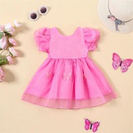 Girl Dresses Toddler Baby Pearls Tulle Dress Summer Short Puff Sleeve A-line Mesh Infant Lovely Princess Clothes Kids Outerwear