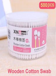 500pcsBox Wooden Cotton Swabs Doubleheaded Disposable Cotton buds Tips Nose Ear Cleaning Soft Cotton Swabs Makeup Tool19571598747861