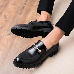 Dress Shoes Men's Apron Toe Patterned Loafer Comfy Non-slip Slip On Footwear Sapatos Formais Masculinos For Men