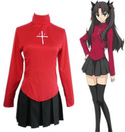 Asian Size Japan Anime Fate Stay Night Cosplay Costume Women Rin Tohsaka Party Red Dress Uniforms7820964