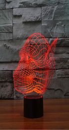 Gorilla head Colourful 3D illusion lamp LED light touch switch stereo lights a gradient Colourful night light1172520