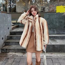 Women's Trench Coats 2024 Winter Vintage Environmental Protection Fur Coat Mid Length High End Loose Fitting Mink Fleece Thickened Plush