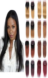 1018 Inch Straight 4x4 Lace Closure with Baby Hair Brazilian Human Hair Natural Black 27303399J Pure Ombre Colour Closure Only3916326