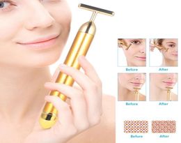 Face Massager 24K Gold Energy Beauty Bar Pulse Firming Skin Care Wrinkle Vibration Slimming Facial Roller with Box9873053