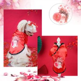 Dog Apparel Pet Cheongsam Breathable Blouse Year Small Medium Puppy Tangs Suit