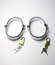 Factory Directly Latest Male Female Stainlees Steel Bondage Oval Ankle Cuff Shackles Come With One Lock Adult BDSM Sex Toy6243951