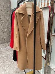 Blends Camel Wool Coat for Women, Alaskan Cashmere Coat, Water Ripple, Long Water Ripple, M Family, 2023 Autumn and Winter