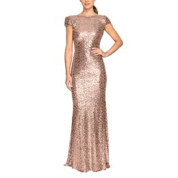 Dress Sequined Long U Shaped Backless Prom Gowns Women Elegant Sexy Hip Hugging Rose Gold Maxi Dress Long Sleeve Party Evening Dresses