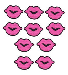 10PCS pink lips embroidery patches for clothing ironon patch sewing accessories badge stickers on clothes applique iron on fashio7904548