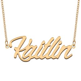 Kaitlin name necklaces pendant Custom Personalised for women girls children best friends Mothers Gifts 18k gold plated Stainless steel