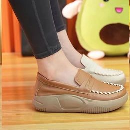 Casual Shoes Platform Vulcanised 2024 Women's Comfortable Soft Sole Sewing Slip-on Loafers Low Top Sneakers Women