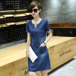 Dress Blue Jean Dress Women Fashion Thin Casual Denim Dress 2020 New Short Sleeve Aline Vintage Summer Dresses