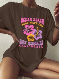 T-shirt Ocean Beach Wild Wave 1971 Surf Memories Oversized TShirt Summer style Loose Tee Women Trendy Casual 100% cotton Aesthetic Top