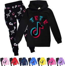2021 Tik Tok Sport Suit Kids Clothes 2PC Set For Boy Girl Tracksuit Tiktok Kid Hooded SweatshirtPrint Pant Autumn Outfit Children1263854