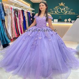 Gorgeous Lilac Butterfly Quinceanera Dresses 2024 Princess Ball Gown Sweet 15 Year Old Birthday Dress Corset Cinderella Sixteen Vestidos De Xv 15 Anos Robe De Mariee