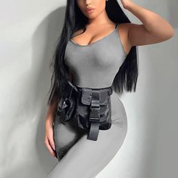 Sexy Fitness Sport RomperS Sleeveless Spaghetti Strap Bodycon Tank Large Size Jumpsuits Playsuit Jumpsuit Women Clothing 240301