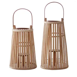 Candle Holders Wooden Candlestick Candleholder Bamboo Lantern Tealight Holder For