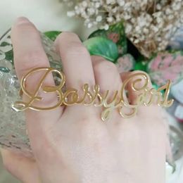 Custom Knuckles Name Ring Custom Knuckles Three or Four Finger Name ring Brass Personalised Large Nameplate Ring For Women Men 240228