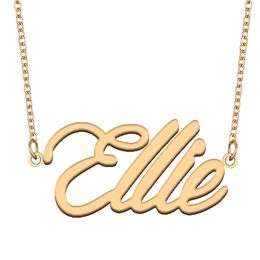 Ellie Name Necklace Pendant for Women Girls Birthday Gift Custom Nameplate Kids Best Friends Jewelry 18k Gold Plated Stainless Steel
