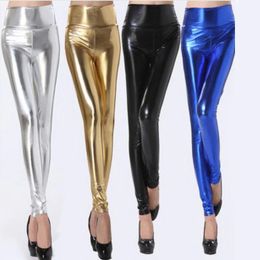 Leggings Women Punk Rock Style Pu Faux Leather Leggings Purple Gold Metallic Sexy Bright Sequin Pants Shining Fitness Legging 2019 Lu981