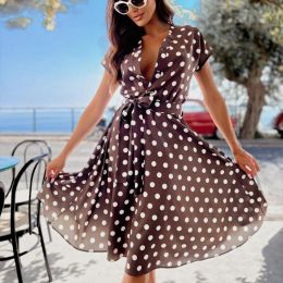 Dresses Women Summer Dress Pregnant Woman Short Sleeve Polka Dot Print V Neck Sexy Beach Dress Casual Maternity ALine Dress Vestidos