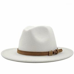 Women Men Wool Fedora Hat With Leather Ribbon Gentleman Elegant Lady Winter Autumn Wide Brim Jazz Panama Sombrero Cap1273i
