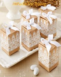 2016 Creative Wedding Gift box of Rustic and Lace Kraft Favor Box for Wedding and Party Decoration Candy box and Party favor box 14796439