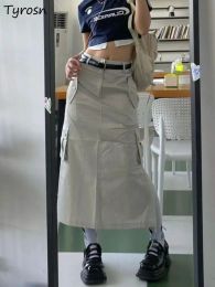 skirt Skirts Women Safari Style Retro Personality Allmatch Streetwear Midi Faldas Ulzzang Hot Girls Summer Stylish Simple Pure Causal