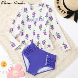 Swimwear Baby Swimwear Two Pieces Swimsuit Girl Long Sleeves Rash Guard Children Summer Beach Toddler Big Girls Swimming Bathing Suit