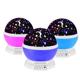 Dream Rotating Projection lamp Romantic LED Night light Sky Moon Star Master Projector USB 3V Kids Baby Sleep Lighting Living Room2002782