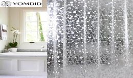 Plastic PVC 3d Waterproof Shower Curtain Transparent White Clear Bathroom Anti Mildew Translucent Bath Curtain With 12 PCS Hooks L2709267