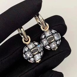 Advanced Style Brand Designer Earrings Crystal Letter Studs Sier Copper Vogue Women Pearl Eardrop Diamond Earring Wedding Party Jewelry Accessories