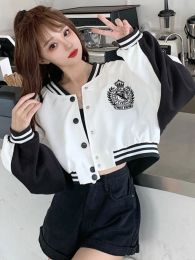 Jackets Korean Sweet Cute Girl College Style Baseball Jacket Harajuku Street Woman Autumn Slim Loose Allmatch Short JSK Uniform Jacket
