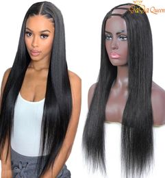 Brazilian Human Hair U Part Wig Straight 150 Density Human Hair Wigs Upart Wigs Can Be Permed5243418
