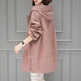 Jackets Cotton Jacket Women's Clothing Spring and Autumn Midlength Trench Coat Jacket with Hat Korean Version Plus Size Loose Grace Za